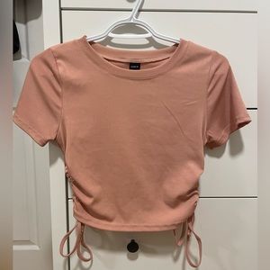 Pink tie ruching top